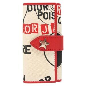 Christian Dior Hardcore Key Case Canvas White Red Auth